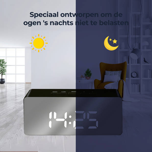 Luxime® - Luxe Digitale Wekker - Slaapkamer - Klok - Energiezuinig - Zwart