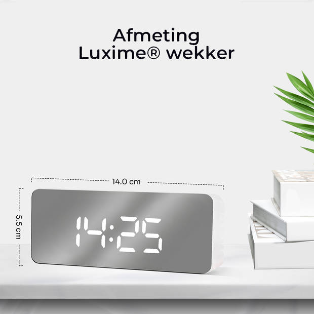 Luxime® - Luxe Digitale Wekker - Slaapkamer - Klok - Energiezuinig - Wit