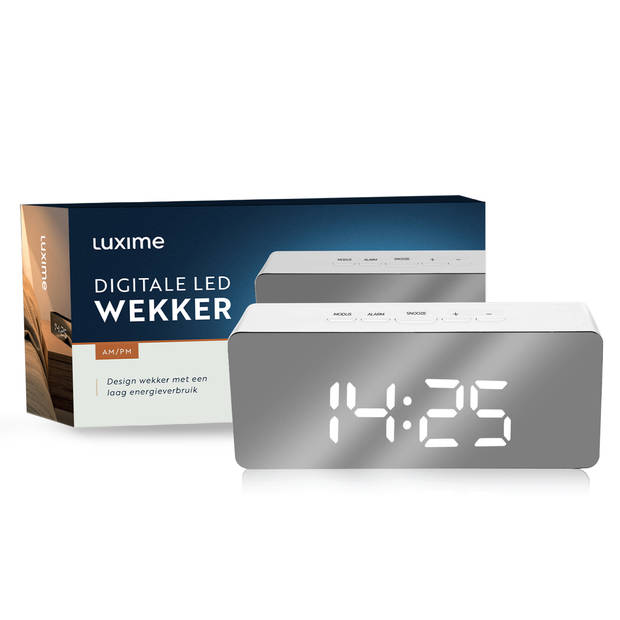 Luxime® - Luxe Digitale Wekker - Slaapkamer - Klok - Energiezuinig - Wit