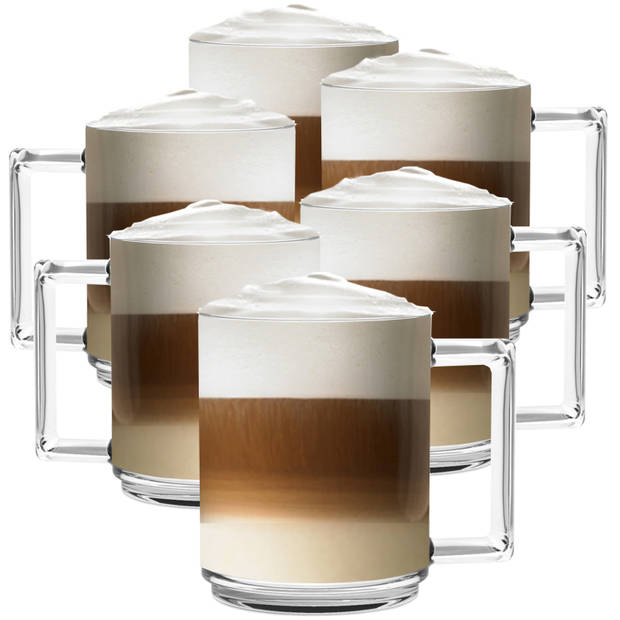 Luxe Latte Macchiato - Koffieglazen - Cappuccino Glazen - Cappuccino Kop - Latte Glazen - 250 ML - Set Van 6