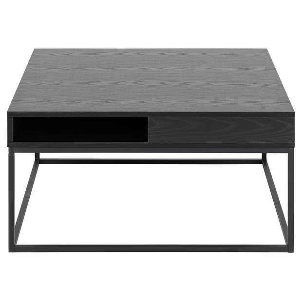 Willes salontafel 80 x 80 cm met open vak zwart.