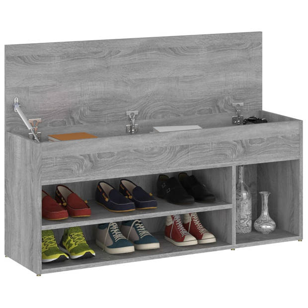 The Living Store Schoenenbank - Trendy - Opbergbank - Afmeting 105 x 30 x 45 cm - Kleur Grijs Sonoma Eiken