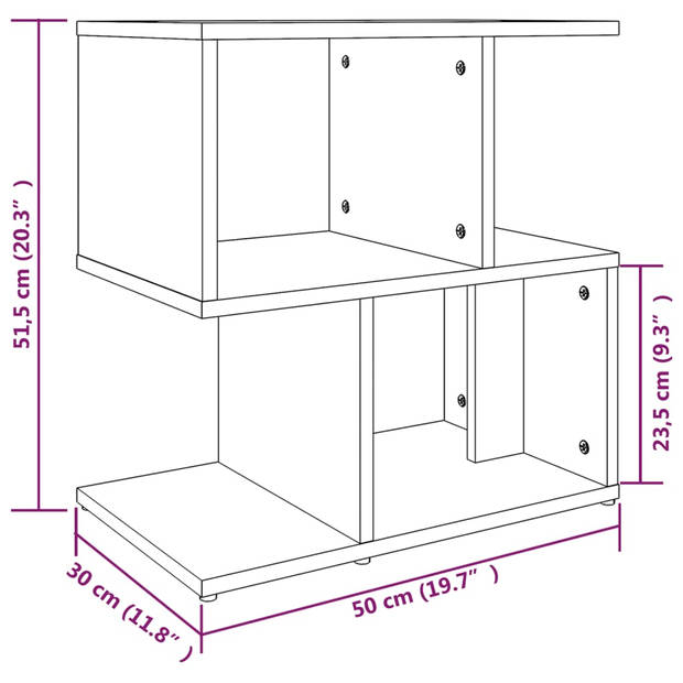 vidaXL Nachtkastje 50x30x51,5 cm bewerkt hout gerookt eikenkleurig