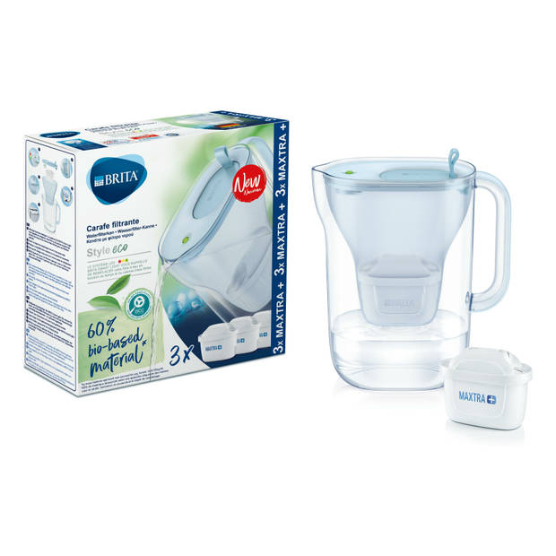 BRITA - Waterfilterkan Style Eco Cool - Blauw - 2,4l + 3 MAXTRA+ Waterfilterpatronen