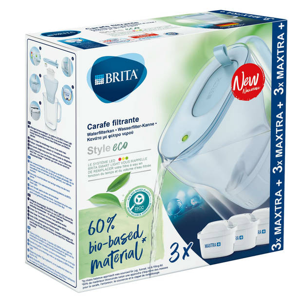 BRITA - Waterfilterkan Style Eco Cool - Blauw - 2,4l + 3 MAXTRA+ Waterfilterpatronen