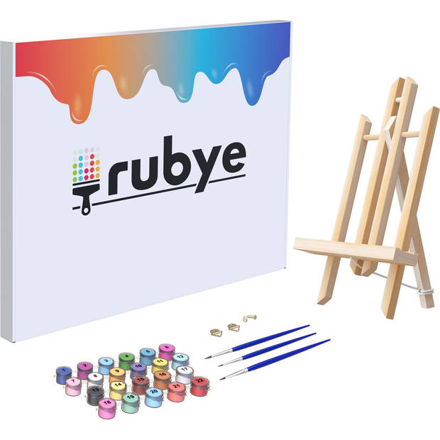 Rubye® Schilderen Op Nummer Volwassenen – Melkmeisje – Met Canvas Schildersdoek en Penselen - 40x50cm
