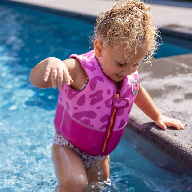 Swim Essentials zwemvest roze panterprint - 4-6 jaar