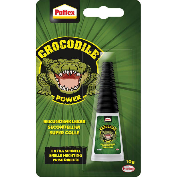 Pattex Crocodile Power secondelijm, tube van 10 gr, op blister 8 stuks