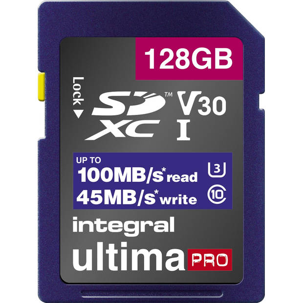 Integral geheugenkaart SDXC V30, 128 GB