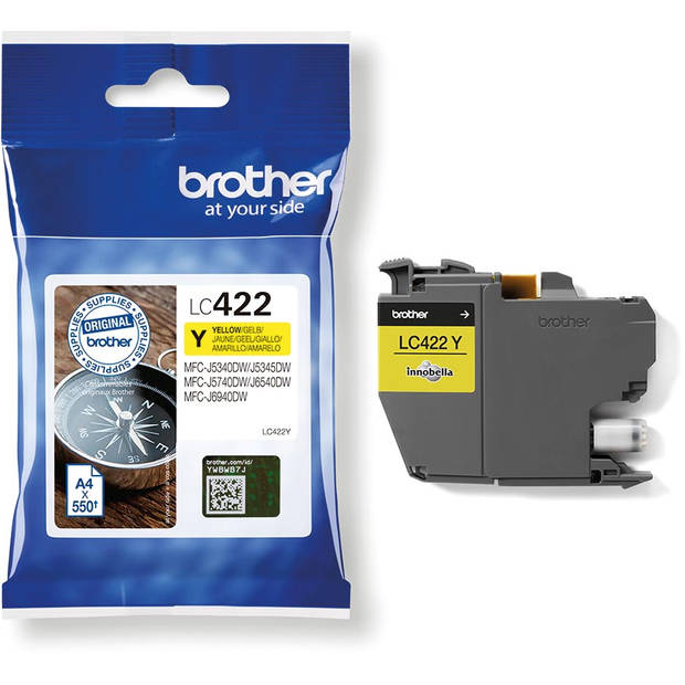 Brother inktcartridge, 550 pagina's, OEM LC-422Y, geel