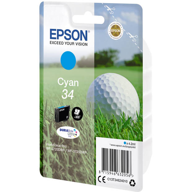 Epson inktcartridge 34, 950 pagina's, OEM C13T34624010, cyaan