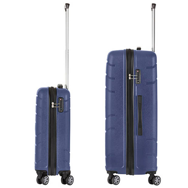 TravelZ Big Bars Kofferset 2-delig Handbagage 55cm + Grote reiskoffer 78cm Blauw