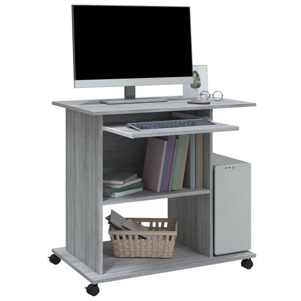 The Living Store Computerbureau - Compact - 80 x 50 x 75 cm - Grijs Sonoma eiken