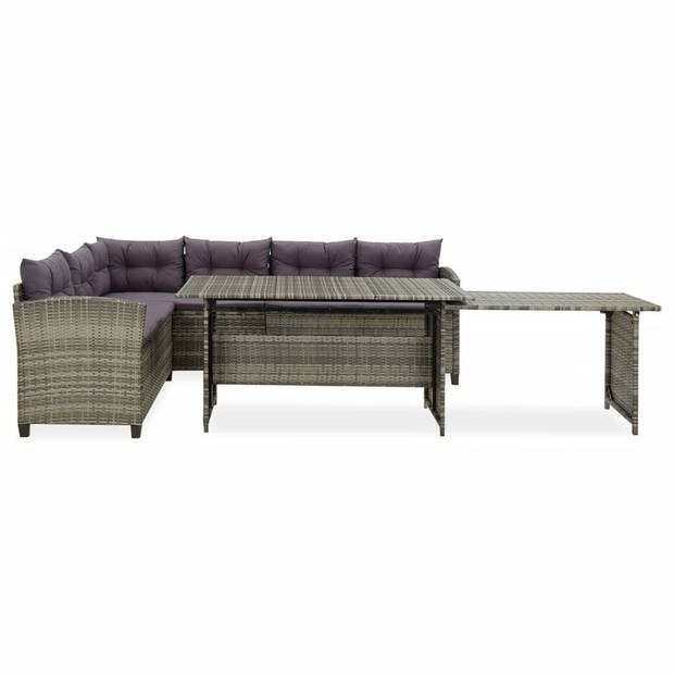 vidaXL 2-delige Loungeset met kussens poly rattan grijs