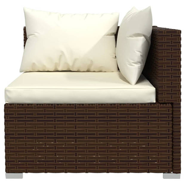 vidaXL 9-delige Loungeset met kussens poly rattan bruin