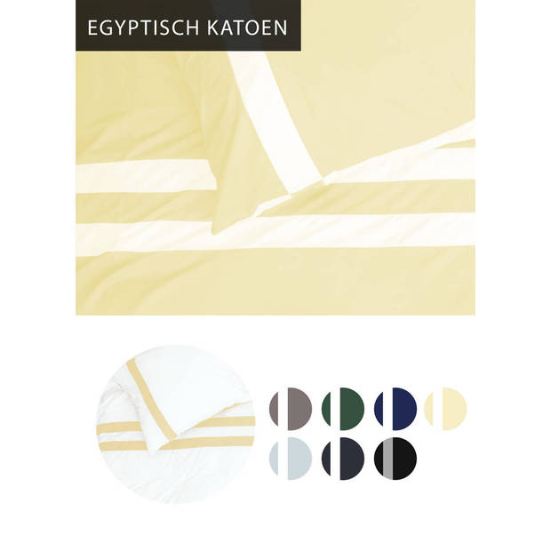 Luxe dekbedovertrek stripe - Egyptisch percal katoen -140x200/220 - lichtgeel/wit