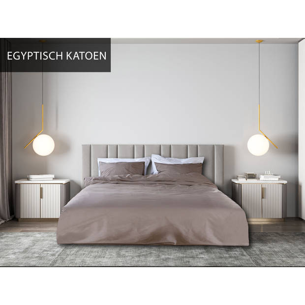 Luxe dekbedovertrek - Egyptisch percal katoen - 140x200/220 - taupe