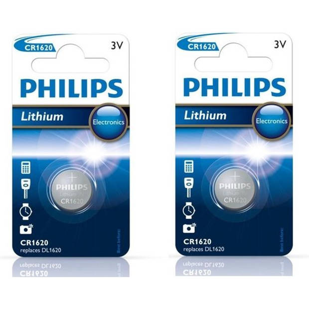 2 Stuks - Philips CR1620 3v lithium knoopcelbatterij