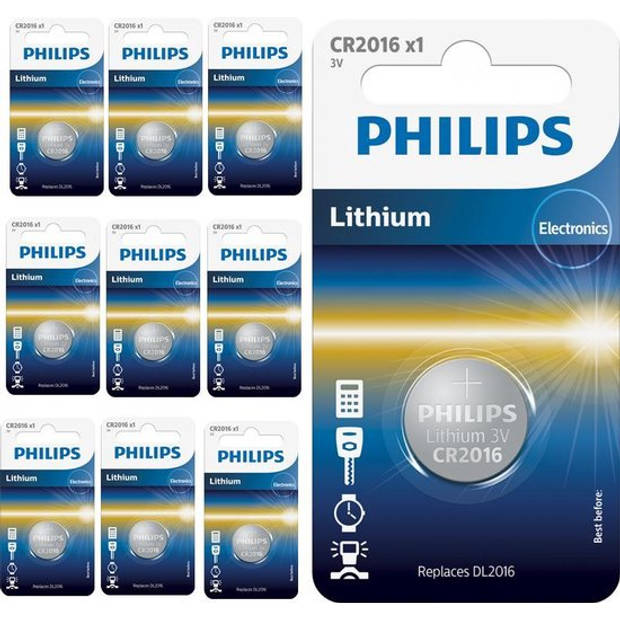- DE BESTE Philips CR2016 3v lithium knoopcelbatterij - Pakket van 10 stuks