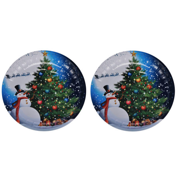 4x stuks kunststof kerst kinderbordjes/borden met sneeuwpop 26 cm - Bordjes