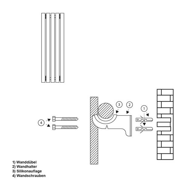 Badkamerradiator Stella 480x1600 mm Chroom met vloeraansluitset