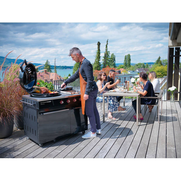 Outdoor Chef - BBQ Accessoire Beschermingsschild voor Wind en Spat Davos Series - Roestvast Staal - Zwart