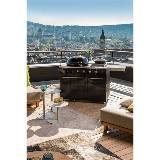 Outdoor Chef - BBQ Accessoire Beschermingsschild voor Wind en Spat Davos Series - Roestvast Staal - Zwart