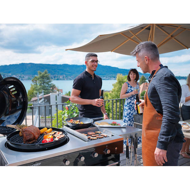 Outdoor Chef - BBQ Accessoire Beschermingsschild voor Wind en Spat Davos Series - Roestvast Staal - Zwart