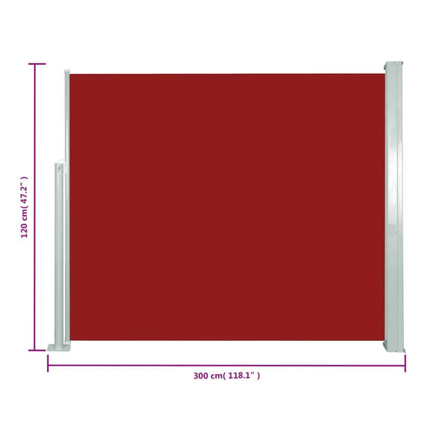 vidaXL Windscherm uittrekbaar 120x300 cm rood