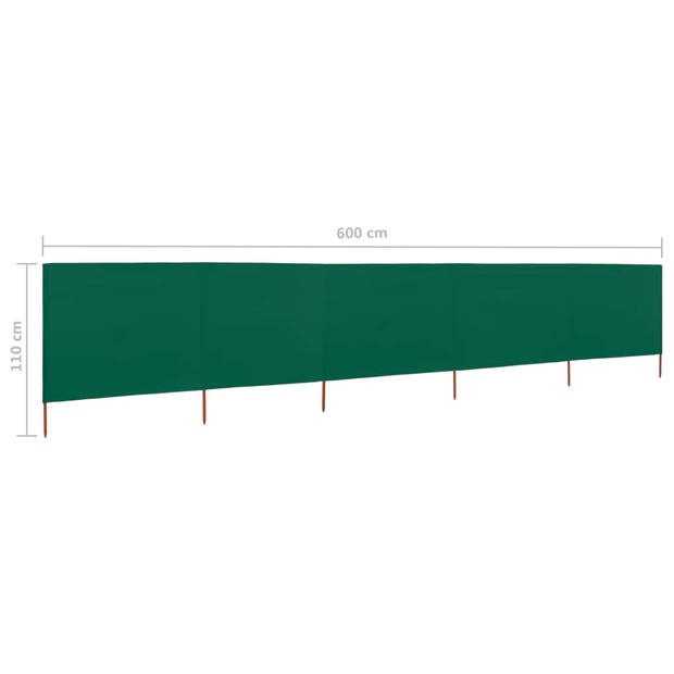 vidaXL Windscherm 5-panelen 600x80 cm stof groen