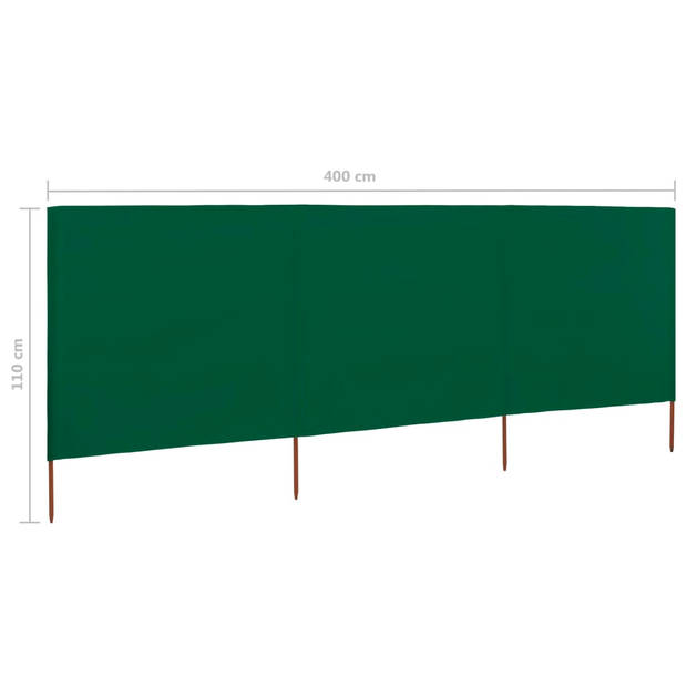 vidaXL Windscherm 3-panelen 400x80 cm stof groen