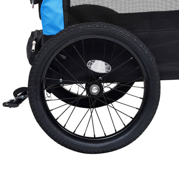 The Living Store Dierenfietstrailer - blauw/zwart - 63.5 x 143 x 103 cm - 2-in-1 loopkar/fietskar