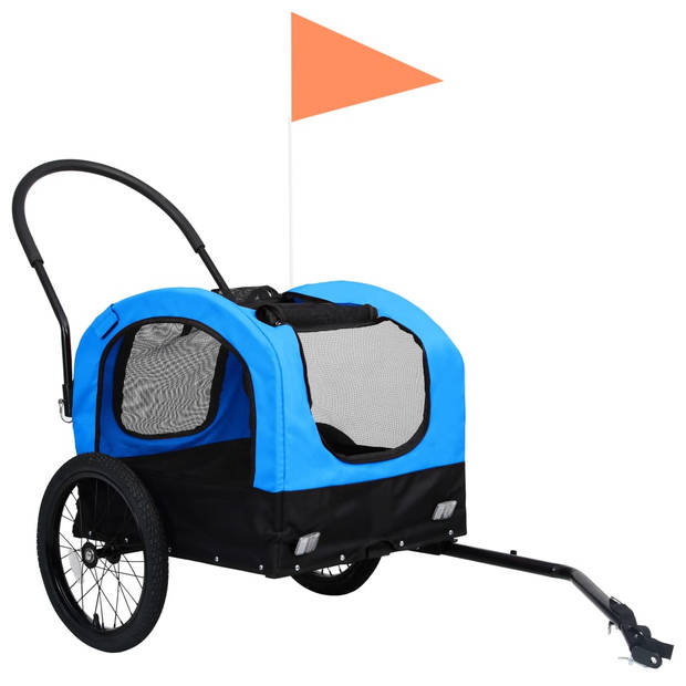 vidaXL Fietstrailer en hondenwagen 2-in-1 blauw en zwart