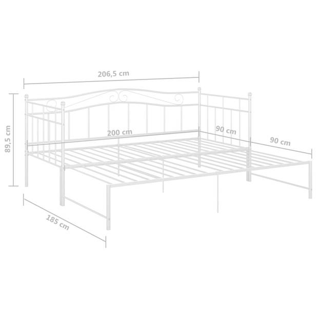 vidaXL Slaapbankframe uittrekbaar metaal wit 90x200 cm