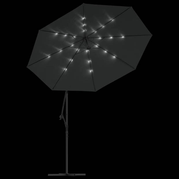 vidaXL Zweefparasol met LED-verlichting stalen paal 300 cm antraciet