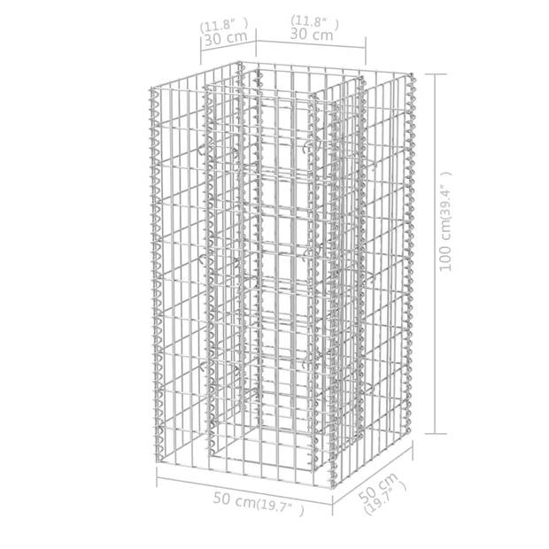 vidaXL Gabion plantenbak verhoogd 50x50x100 cm staal