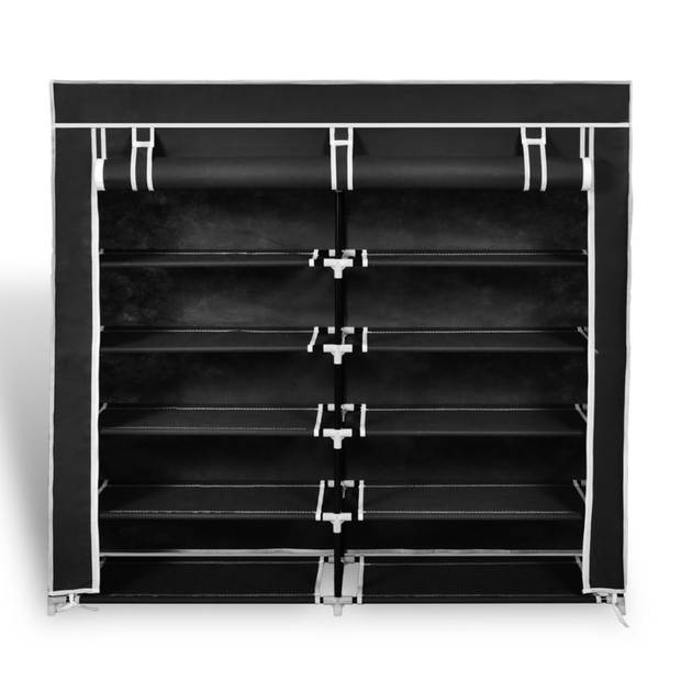 The Living Store Schoenenkast Dubbel 5-laags - 115 x 28 x 110 cm - zwart