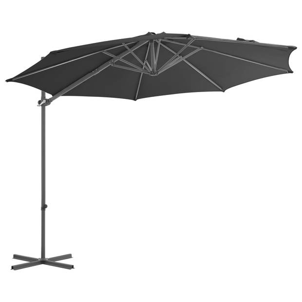 vidaXL Zweefparasol met stalen paal 300 cm antraciet