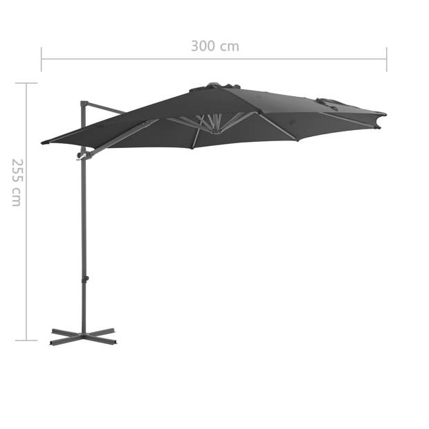 vidaXL Zweefparasol met stalen paal 300 cm antraciet