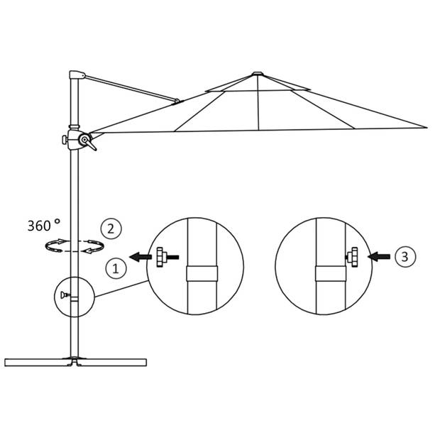 The Living Store Hangende Parasol - Bordeauxrood - 300 x 255 cm - Kantelbaar en 360 graden draaibaar - Inclusief 8