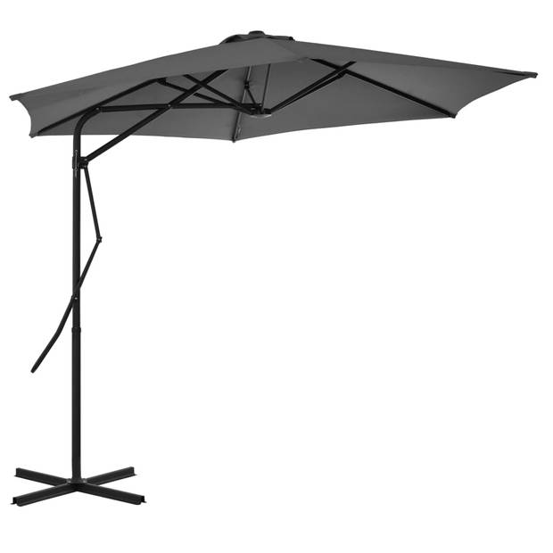 vidaXL Parasol met stalen paal 300 cm antraciet