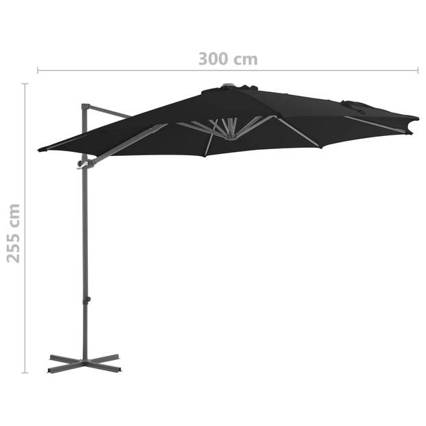 The Living Store Parasol Zwart - 300 x 255 cm - UV-beschermend polyester