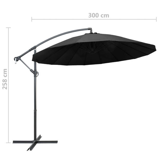 vidaXL Zweefparasol met aluminium paal 3 m antraciet