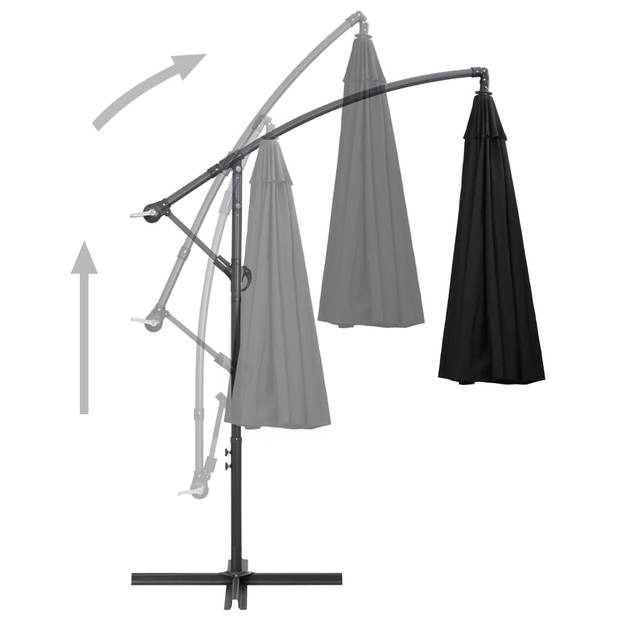 vidaXL Zweefparasol met aluminium paal 3 m zwart