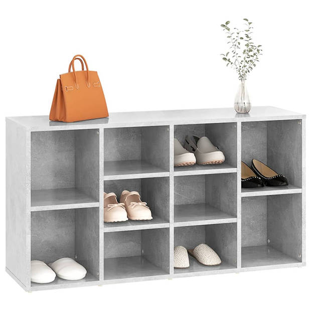 The Living Store Garderobebank Betongrijs 103x30x54.5 cm - 10 vakken