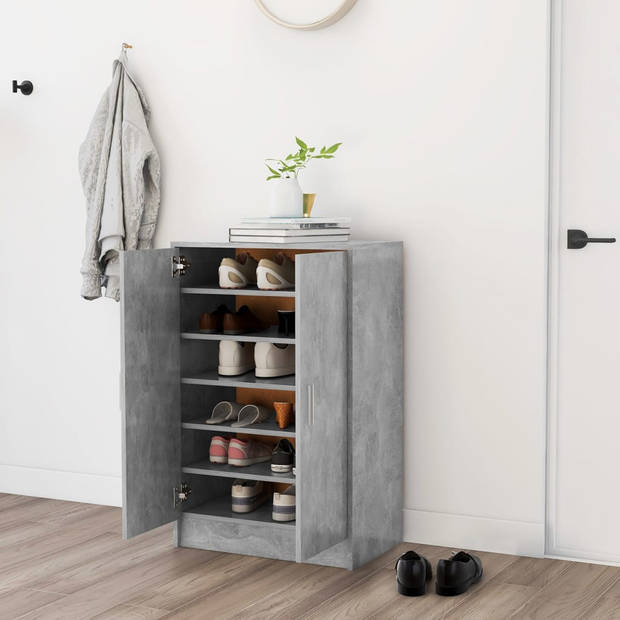 The Living Store Schoenenkast Basic - Betongrijs - 60 x 35 x 92 cm