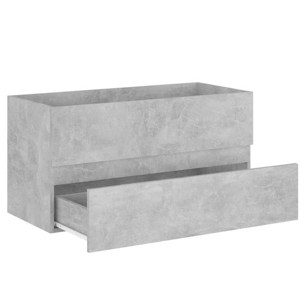 The Living Store Wastafelkast Betongrijs - 90 x 38.5 x 45 cm - Met keramieken inbouwwastafel