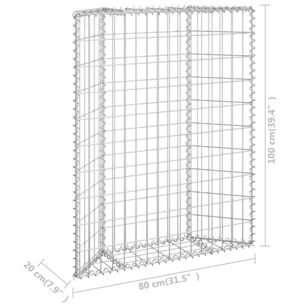 vidaXL Gabion plantenbak trapezium 80x20x100 cm gegalvaniseerd staal