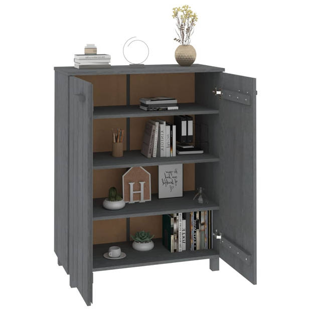 The Living Store HAMAR Schoenenkast - Donkergrijs - 85 x 40 x 108 cm - Massief grenenhout en MDF