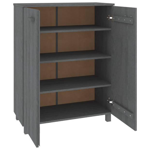 The Living Store HAMAR Schoenenkast - Donkergrijs - 85 x 40 x 108 cm - Massief grenenhout en MDF